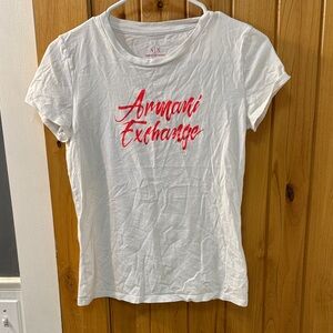 Armani Exchange White Tee with Red Logo